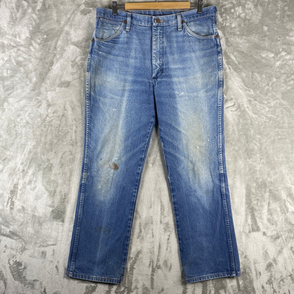 Vintage Wrangler Jeans Mens 36x30 fits 34x29 Whisker Fade Made in USA 936PWD